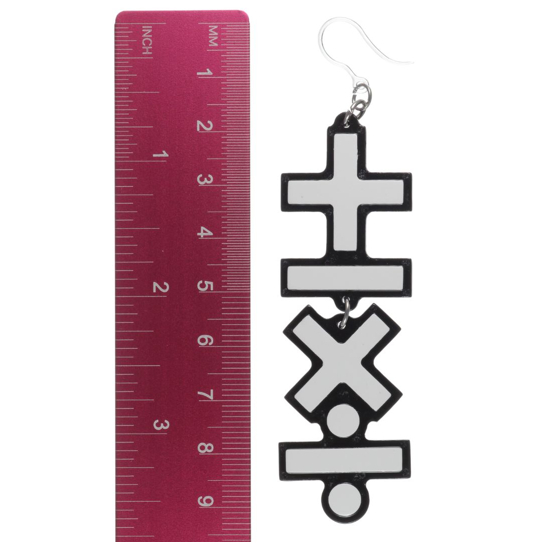 Exaggerated Tape Measure Dangles Hypoallergenic Earrings for Sensitive Ears Made with Plastic Posts