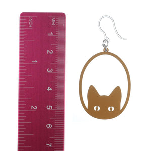 Peek-a-Boo Cat Dangles Hypoallergenic Earrings for Sensitive Ears Made with Plastic Posts