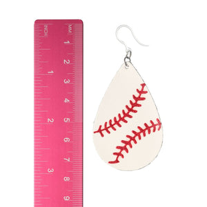 Baseball Stitch Earrings (Teardrop Dangles)