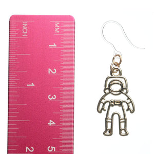 Golden Astronaut Dangles Hypoallergenic Earrings for Sensitive Ears Made with Plastic Posts