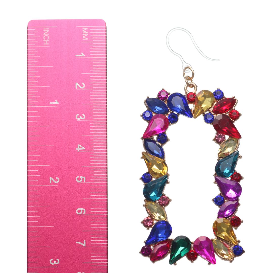 Bejeweled Drop Earrings (Dangles) - rectangle - size