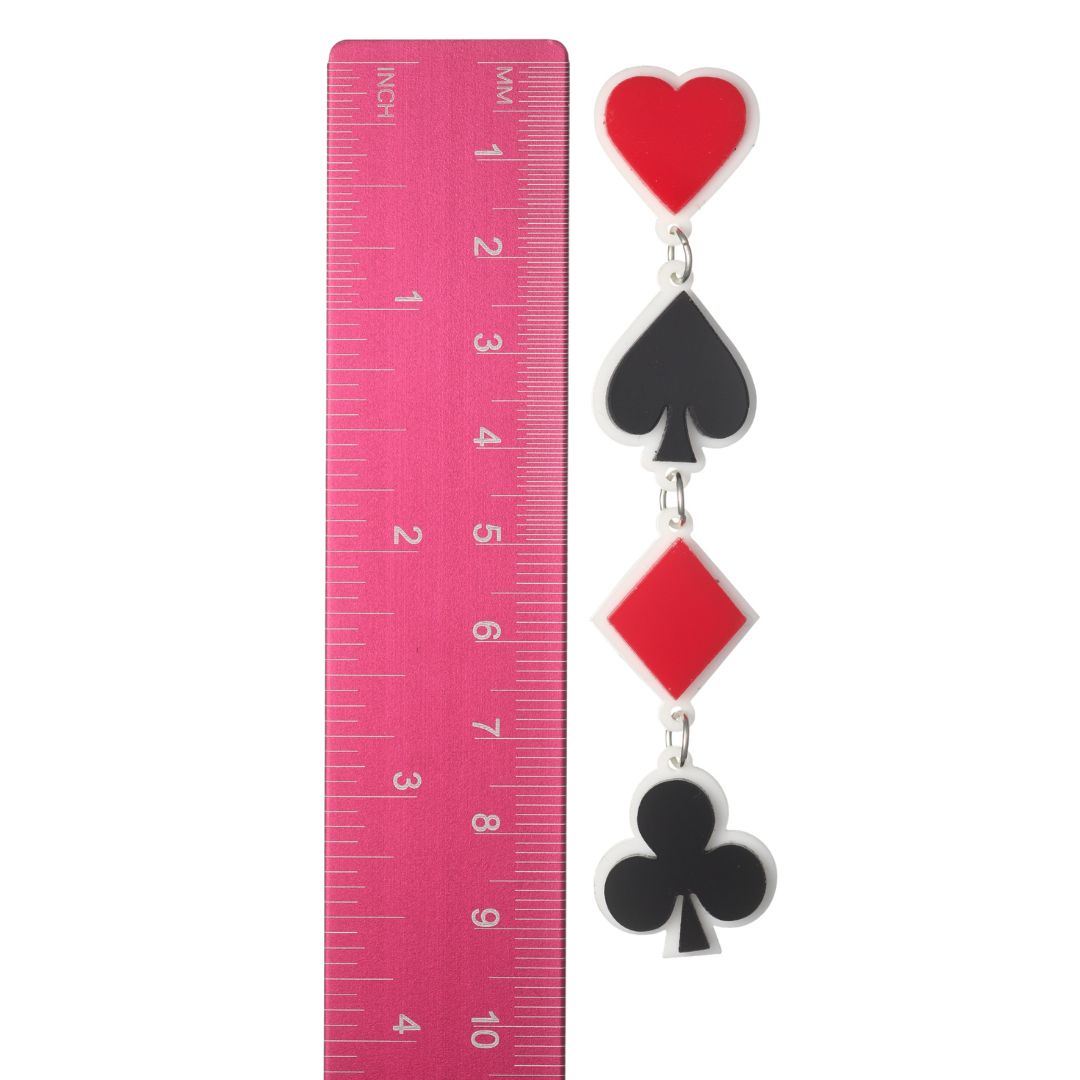 Exaggerated Playing Card Suit Earrings (Dangles) - size