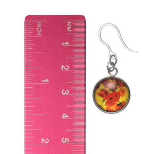 Glass Van Gogh Sunflowers Dangles Hypoallergenic Earrings for Sensitive Ears Made with Plastic Posts