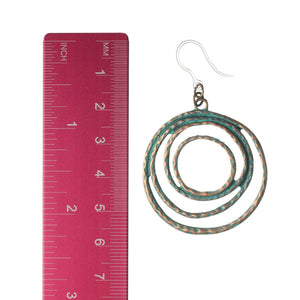 Copper Stacked Hoop Dangles Hypoallergenic Earrings for Sensitive Ears Made with Plastic Posts