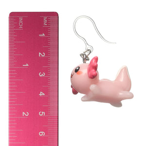 Exaggerated Axolotl Dangles Hypoallergenic Earrings for Sensitive Ears Made with Plastic Posts