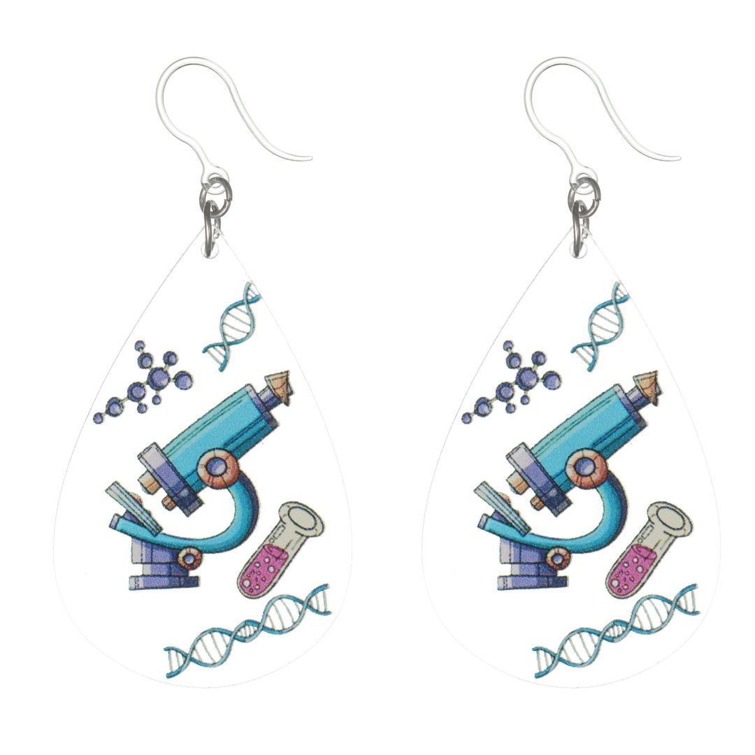 Science Teardrop Dangles Hypoallergenic Earrings for Sensitive Ears Made with Plastic Posts