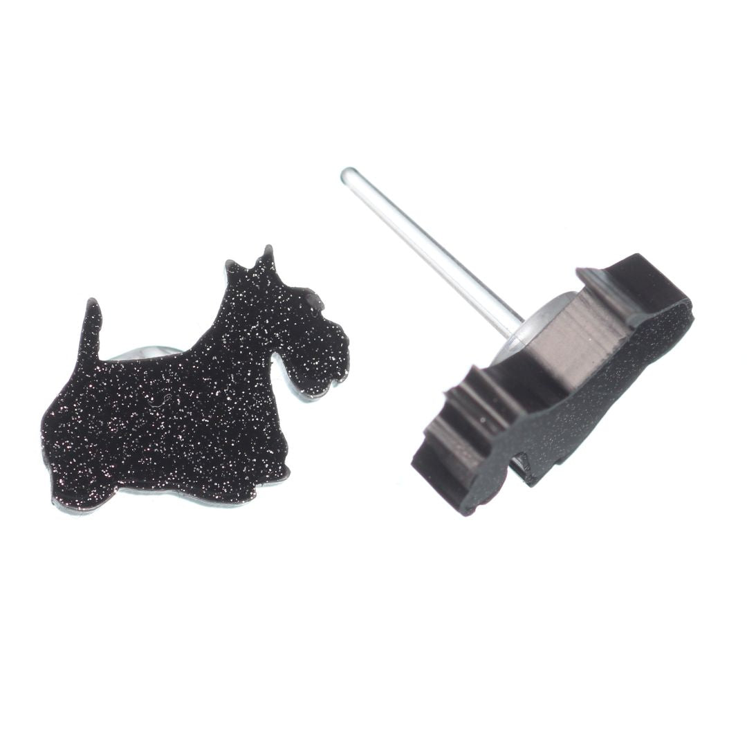 Scottish Terrier Dog Glitter Studs Hypoallergenic Earrings for Sensitive Ears Made with Plastic Posts