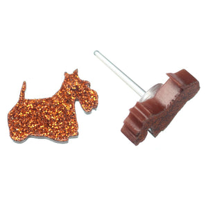 Scottish Terrier Dog Glitter Studs Hypoallergenic Earrings for Sensitive Ears Made with Plastic Posts