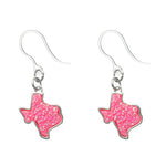 Faux Druzy Texas Earrings (Dangles) - silver rimmed pink