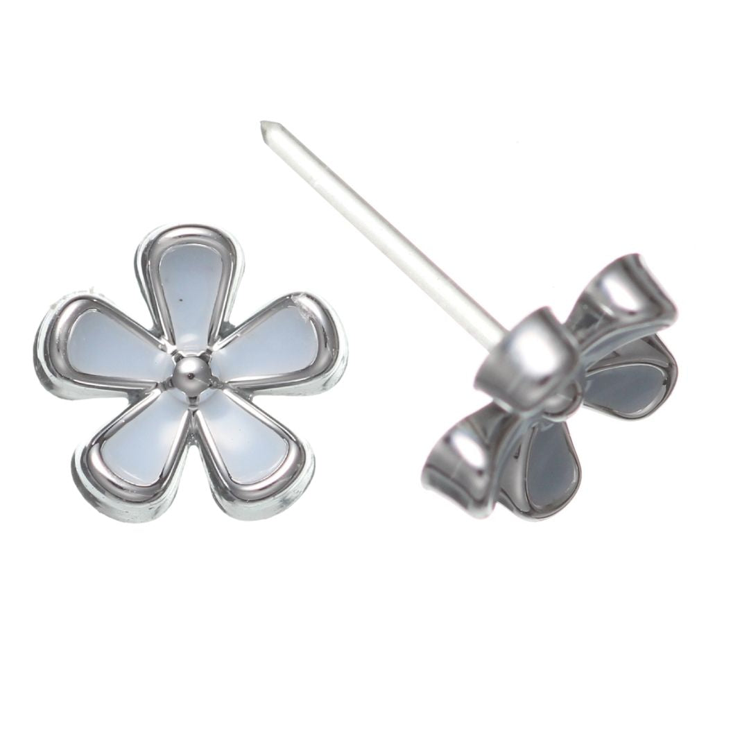 Tiny Colorful Flower Earrings (Studs) - blue