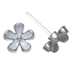 Tiny Colorful Flower Earrings (Studs) - light blue