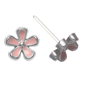 Tiny Colorful Flower Earrings (Studs) - pink