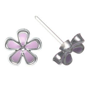 Tiny Colorful Flower Earrings (Studs) - purple