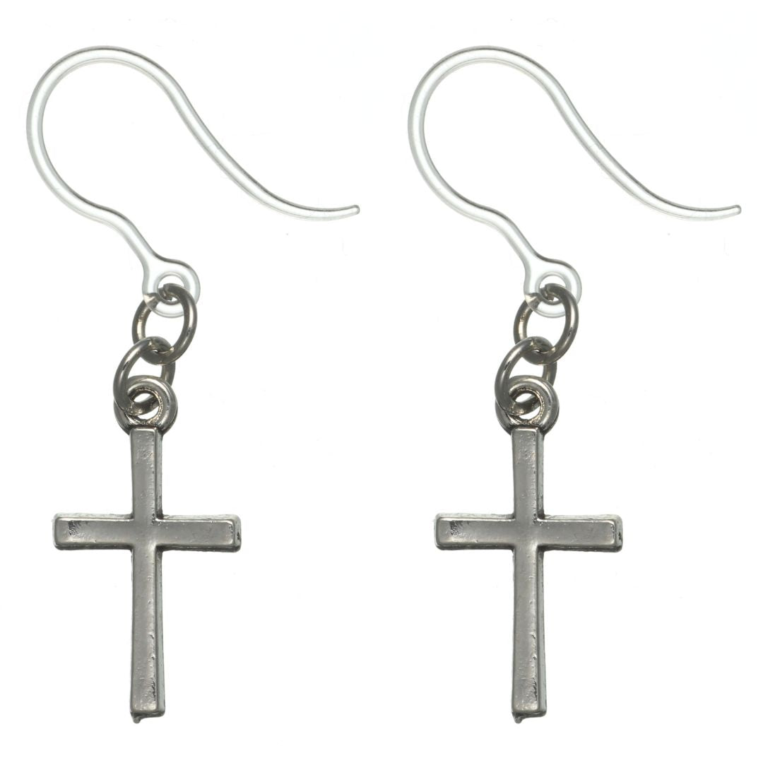 Simple Cross Dangles Hypoallergenic Earrings for Sensitive Ears Made with Plastic Posts