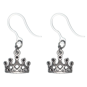 Silver Crown Dangles Hypoallergenic Earrings for Sensitive Ears Made with Plastic Posts