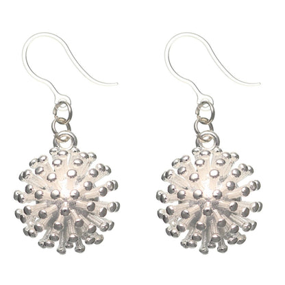 Silver Dandelion Dangles Hypoallergenic Earrings for Sensitive Ears Made with Plastic Posts