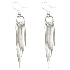 Silver Hoop Rope Dangles Hypoallergenic Earrings for Sensitive Ears Made with Plastic Posts