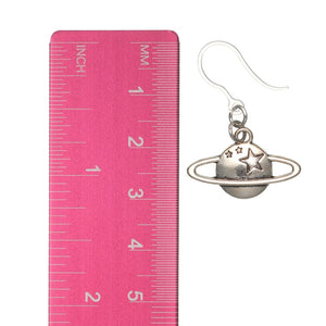 Silver Ringed Planet Dangles Hypoallergenic Earrings for Sensitive Ears Made with Plastic Posts