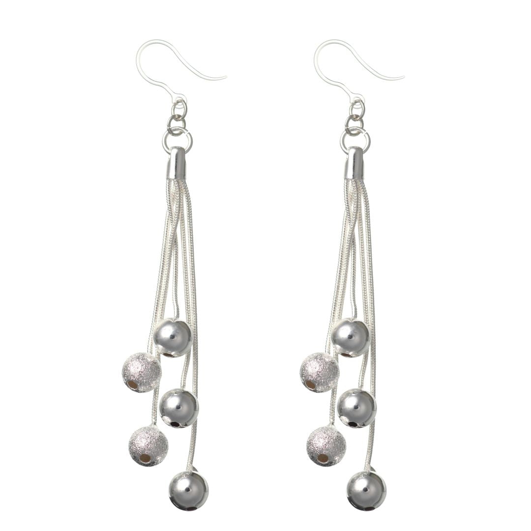 Silver Rope Ball Dangles Hypoallergenic Earrings for Sensitive Ears Made with Plastic Posts