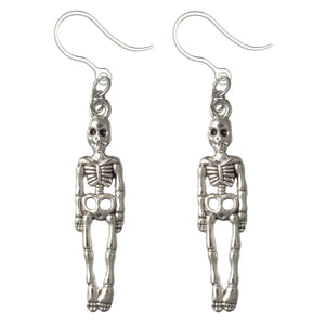 Silver Skeleton Dangles Hypoallergenic Earrings for Sensitive Ears Made with Plastic Posts