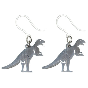 Metallic T-Rex Dangles Hypoallergenic Earrings for Sensitive Ears Made with Plastic Posts