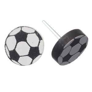 Soccer Ball Studs Hypoallergenic Earrings for Sensitive Ears Made with Plastic Posts
