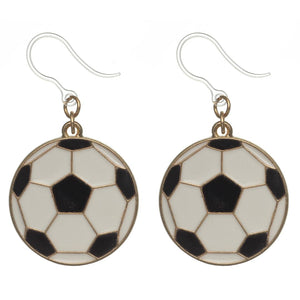 Soccer Ball Dangles Hypoallergenic Earrings for Sensitive Ears Made with Plastic Posts