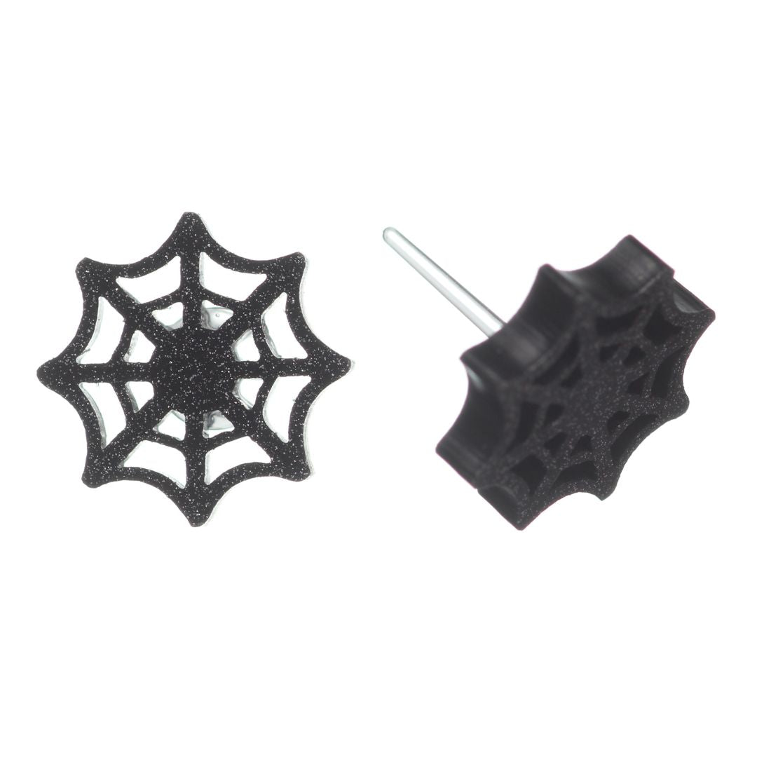 Spider Web Studs Hypoallergenic Earrings for Sensitive Ears Made with Plastic Posts