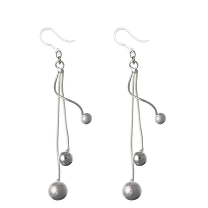 Spiral Silver Rope Balls Earrings (Dangles)