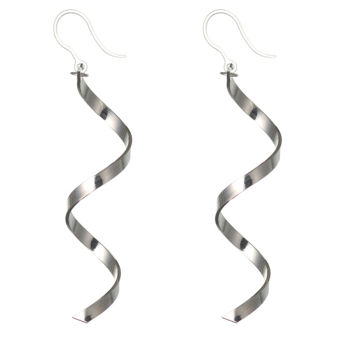 Spiral Dangles Hypoallergenic Earrings for Sensitive Ears Made with Plastic Posts