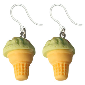 Sprinkle Ice Cream Cone Dangles Hypoallergenic Earrings for Sensitive Ears Made with Plastic Posts