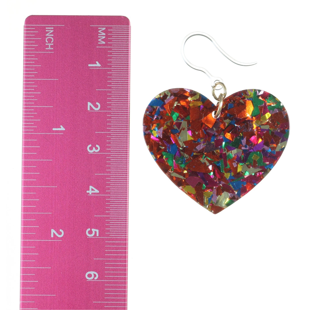 Confetti Heart Earrings (Dangles) - size