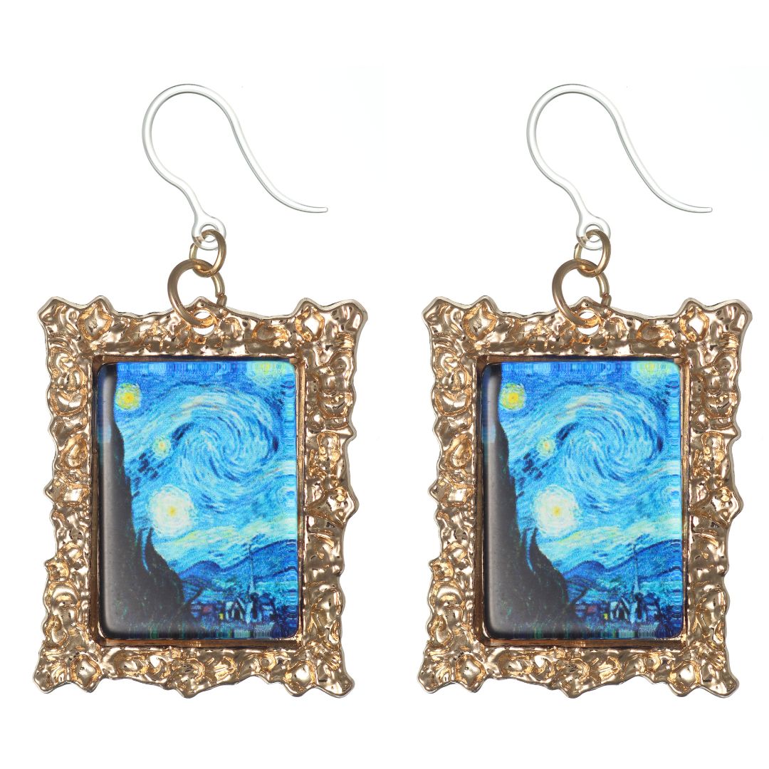 Van Gogh Framed Art Dangles Hypoallergenic Earrings for Sensitive Ears Made with Plastic Posts