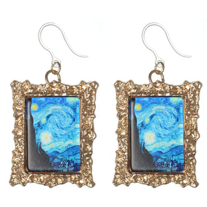 Van Gogh Framed Art Dangles Hypoallergenic Earrings for Sensitive Ears Made with Plastic Posts