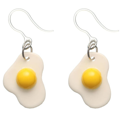 Sunny Side Up Fried Egg Dangles Hypoallergenic Earrings for Sensitive Ears Made with Plastic Posts