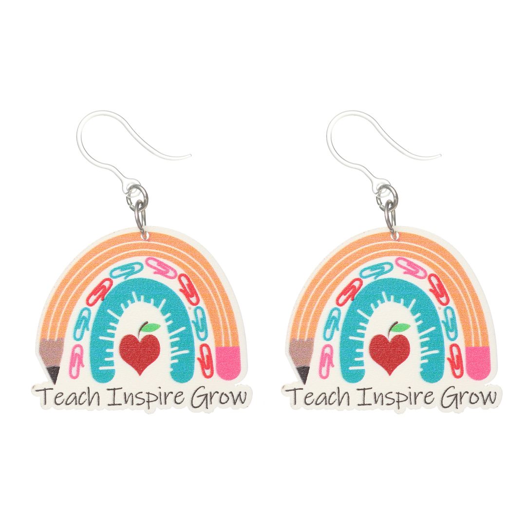 Teach Inspire Grow Dangles Hypoallergenic Earrings for Sensitive Ears Made with Plastic Posts