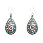 Metallic Droplet Earrings (Dangles) - Copper/Turquoise