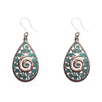 Metallic Droplet Earrings (Dangles) - Copper/Turquoise