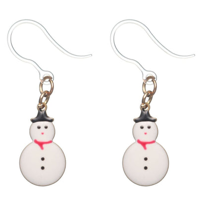 Tiny Snowman Dangles Hypoallergenic Earrings for Sensitive Ears Made with Plastic Posts