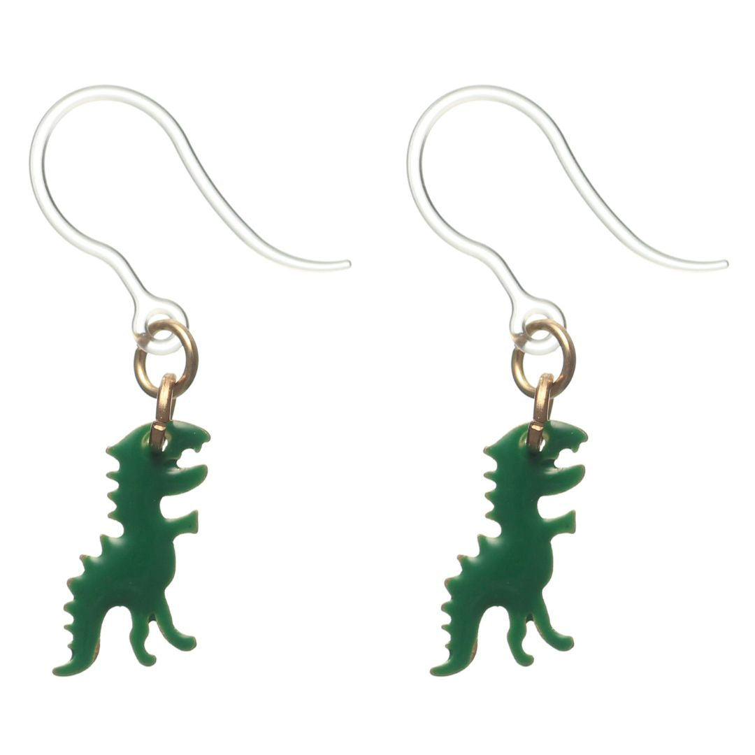 Tiny T-Rex Dangles Hypoallergenic Earrings for Sensitive Ears Made with Plastic Posts