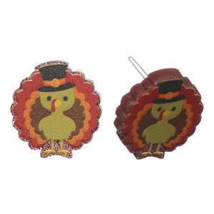 Top Hat Turkey Earrings Studs Hypoallergenic Earrings for Sensitive Ears Made with Plastic Posts