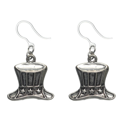 Uncle Sam's Hat Dangles Hypoallergenic Earrings for Sensitive Ears Made with Plastic Hooks
