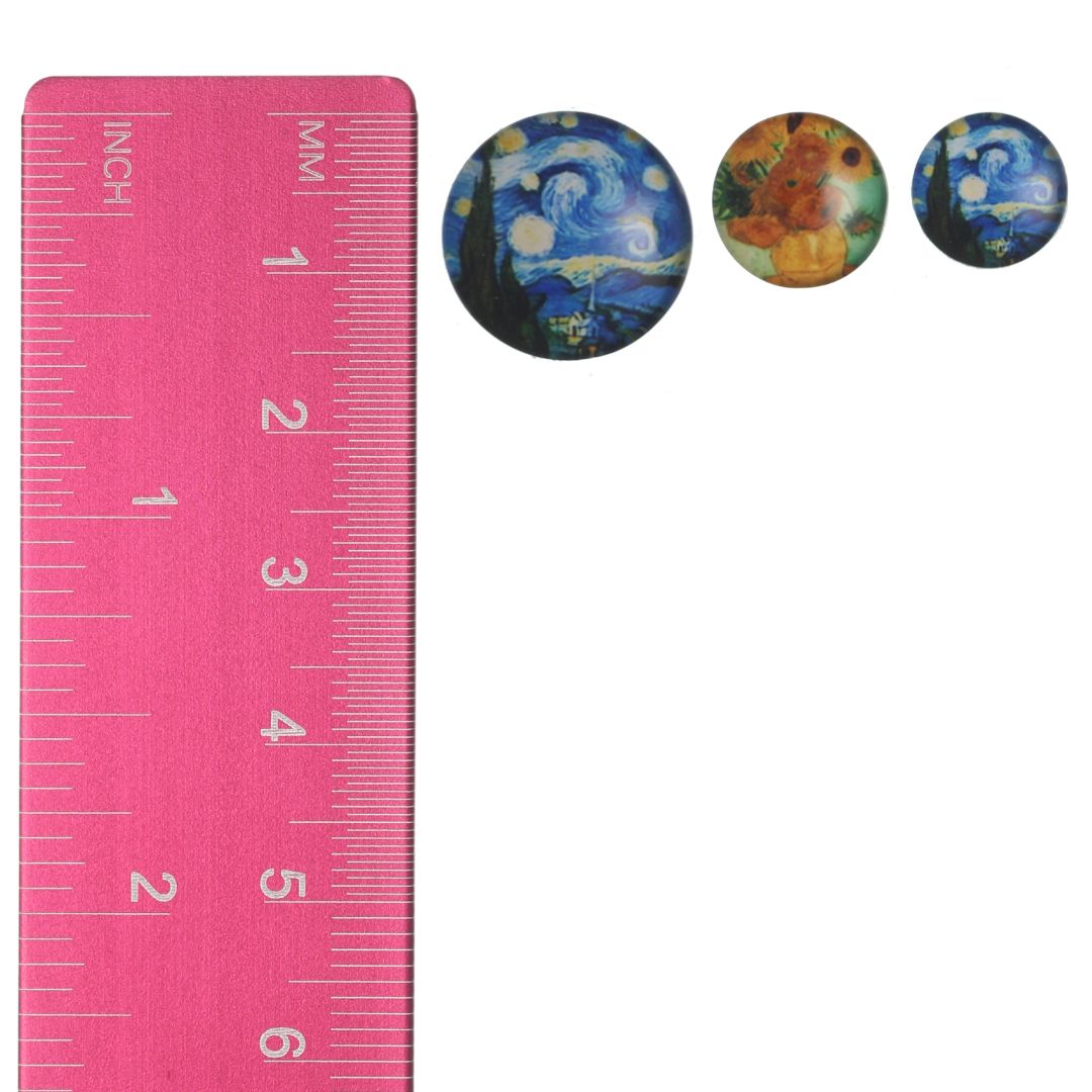 Glass Van Gogh Button Earrings (Studs) - sizes