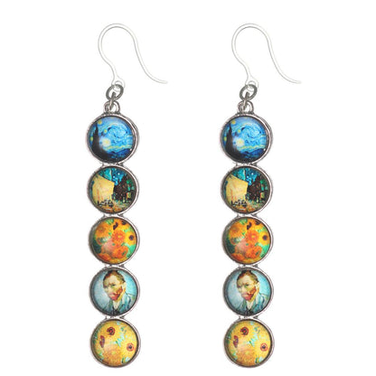 Exaggerated Van Gogh Artwork Dangles Hypoallergenic Earrings for Sensitive Ears Made with Plastic Posts