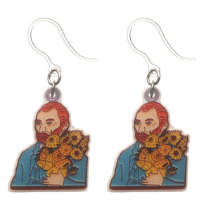 Van Gogh Portrait Dangles Hypoallergenic Earrings for Sensitive Ears Made with Plastic Posts