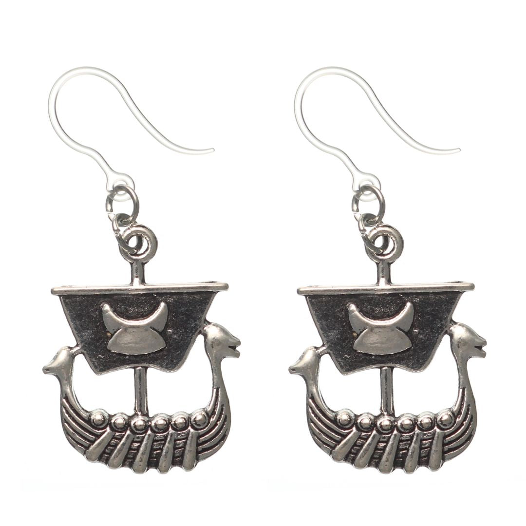 Viking Ship Dangles Hypoallergenic Earrings for Sensitive Ears Made with Plastic Posts