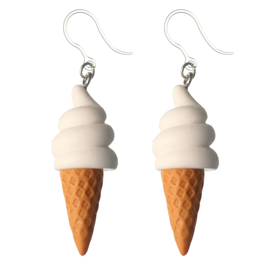 Waffle Cone Ice Cream Dangles Hypoallergenic Earrings for Sensitive Ears Made with Plastic Posts