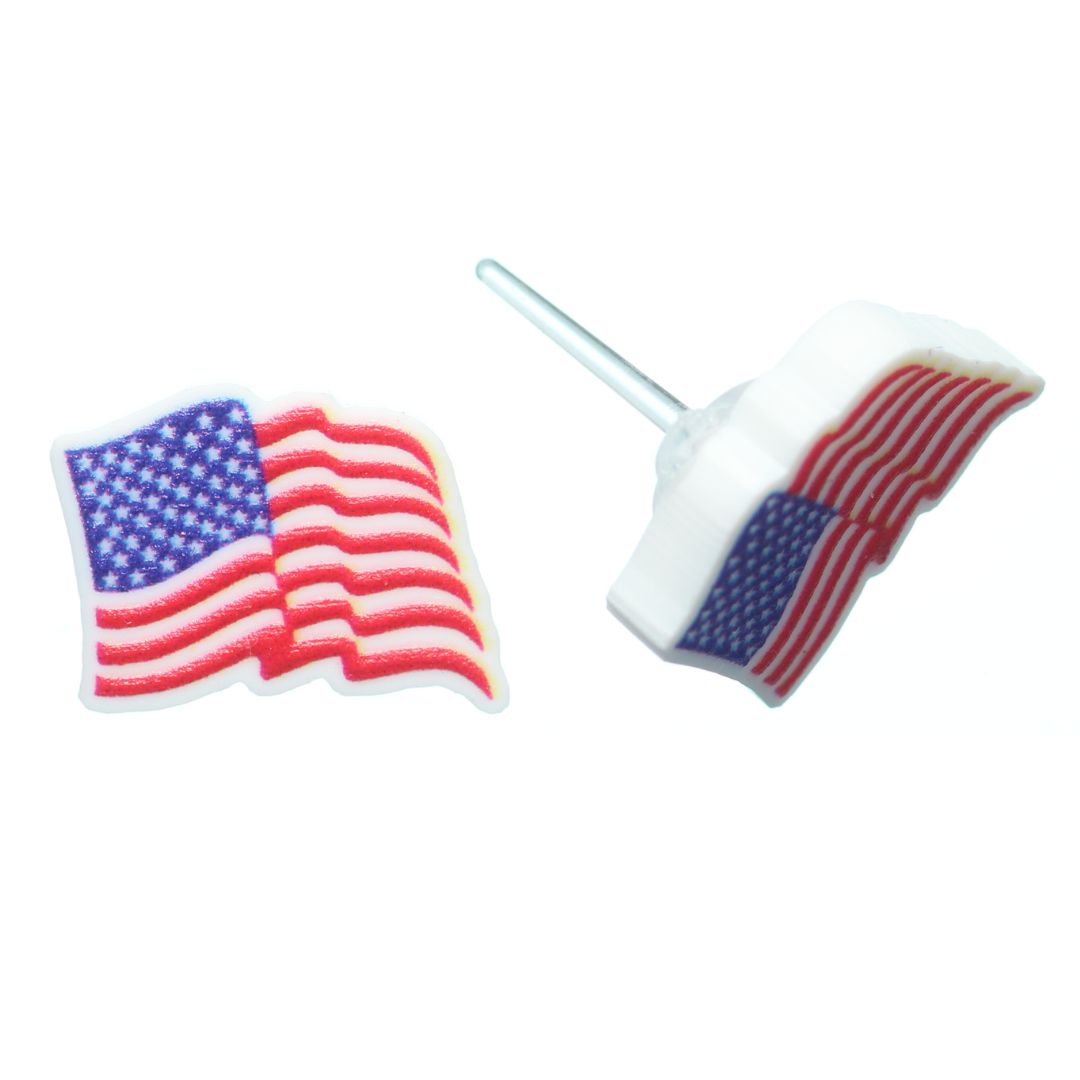 Waving American Flag Earrings (Studs)