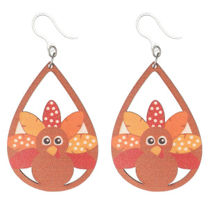 Wooden Turkey Earrings (Dangles)