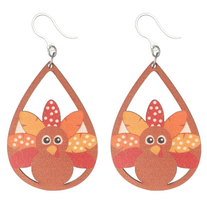 Wooden Turkey Earrings (Dangles)